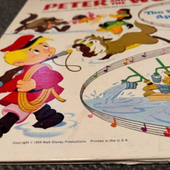 Vintage 1969 Walt Disney Peter and the Wolf & Sorcerer's Apprentice Vinyl Album - Picture 2 of 4